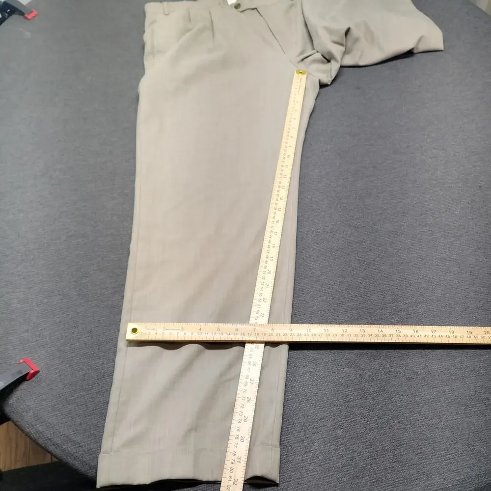 Lauren Ralph Lauren Mens Trousers 42x32 Flat Front Dress Pants Tan Easy Care 42